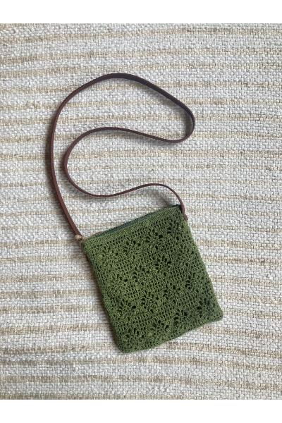 Crochet Cross Body Bag -  Green